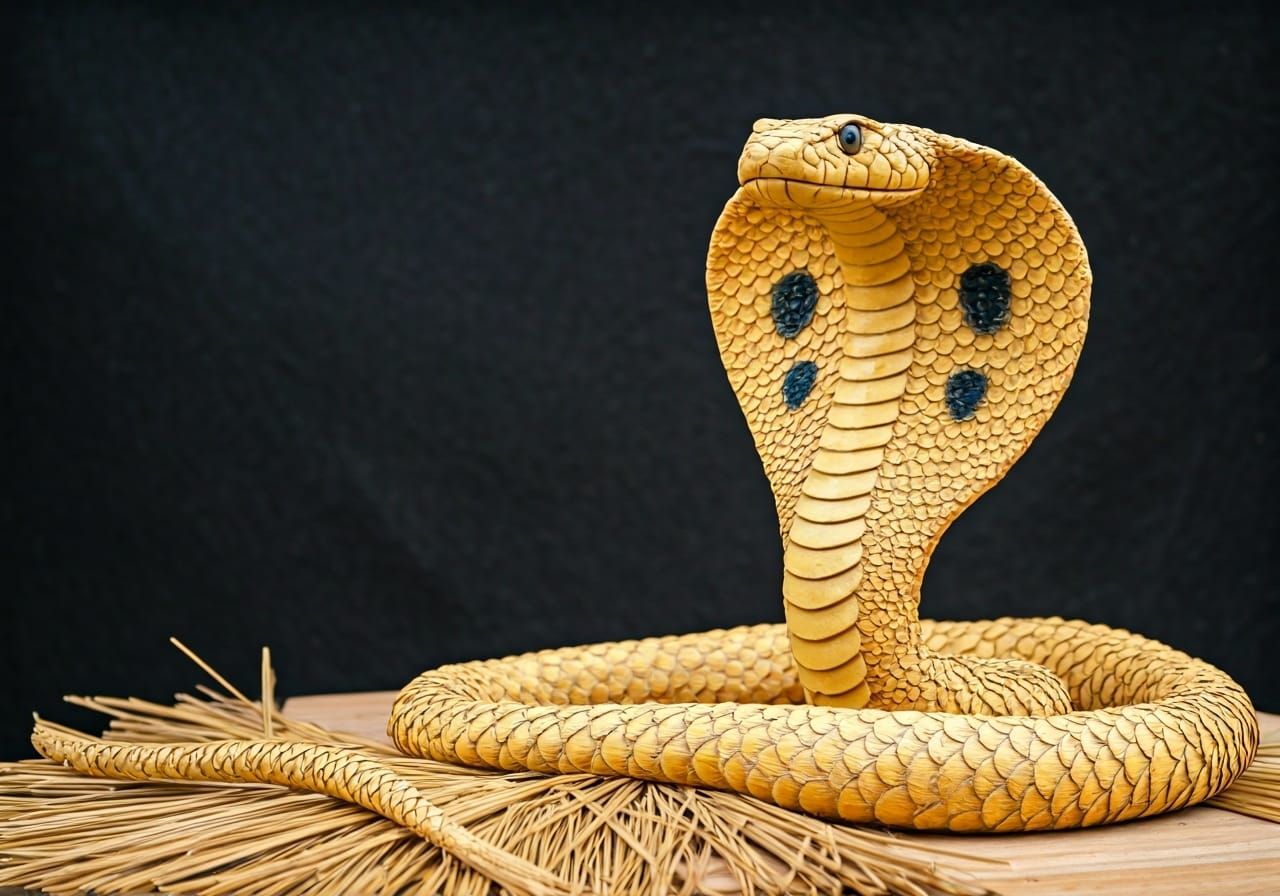 Straw King Cobra Sculpture