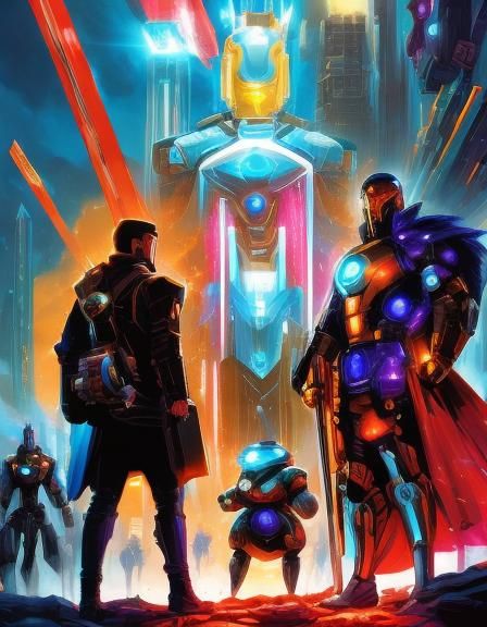 Heroic Robots and Androids in Sci-Fi RPG Art Style