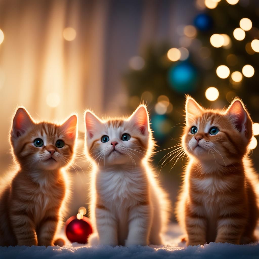 Cute Christmas Kittens in Disney Pixar Style