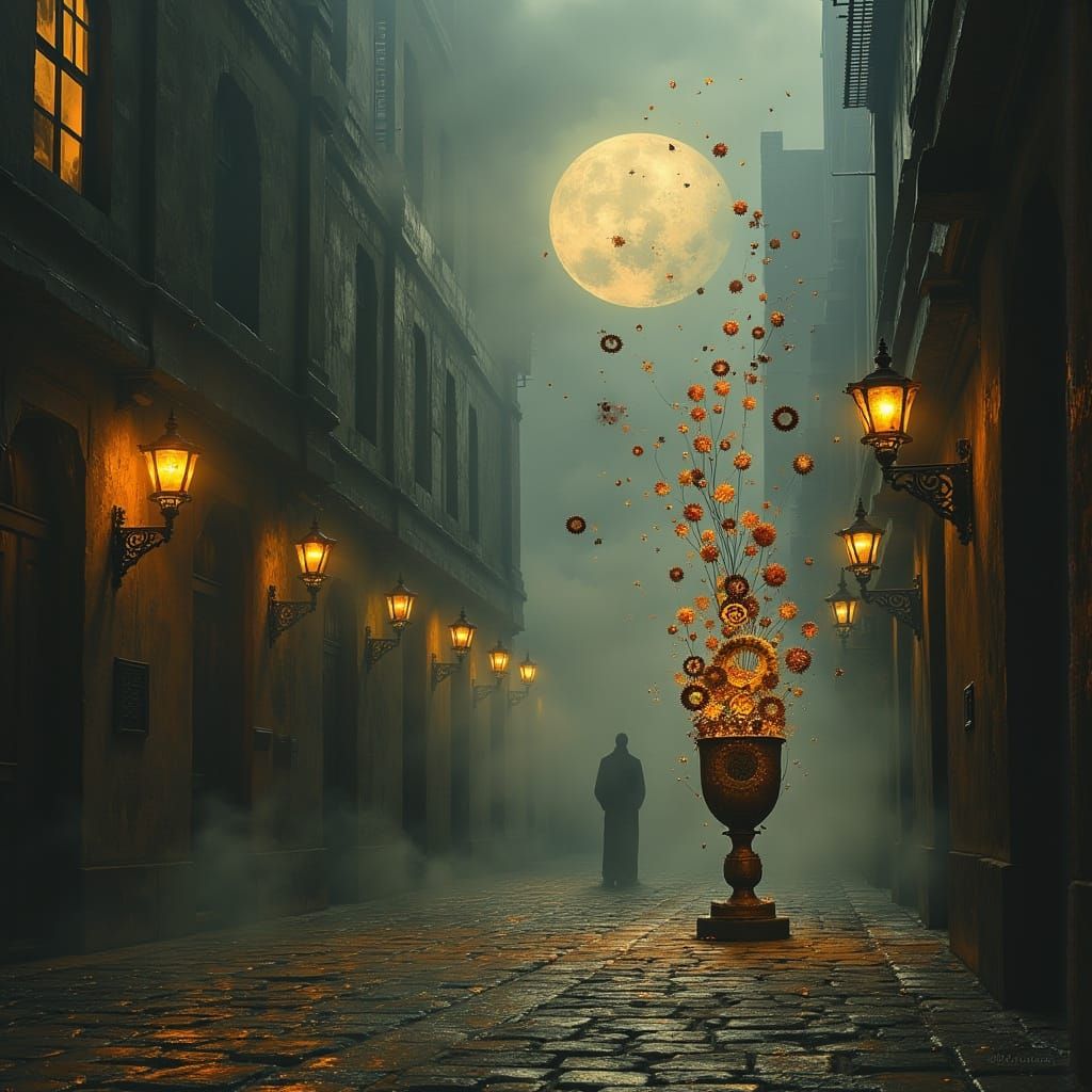 <lora:MJ6 Dark Oil Paint:1.0> Dark alleyway,