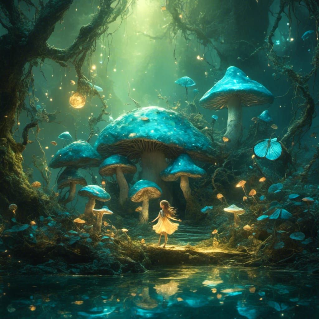 Fairies Dancing in a Mushroom Ring