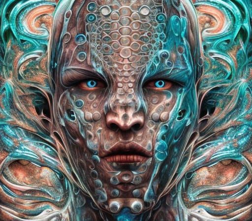 Symmetrical Liquid Humanoid in Digital Matte Style