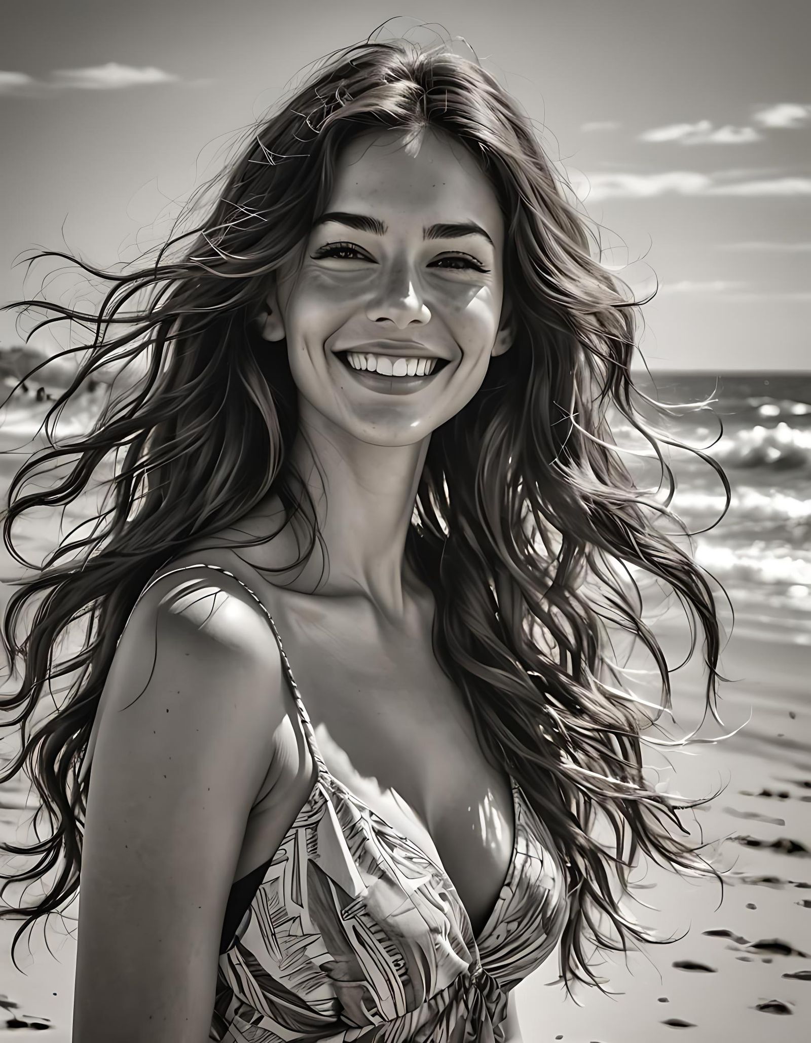 Black & white portrait, a day at the beach 2 ...