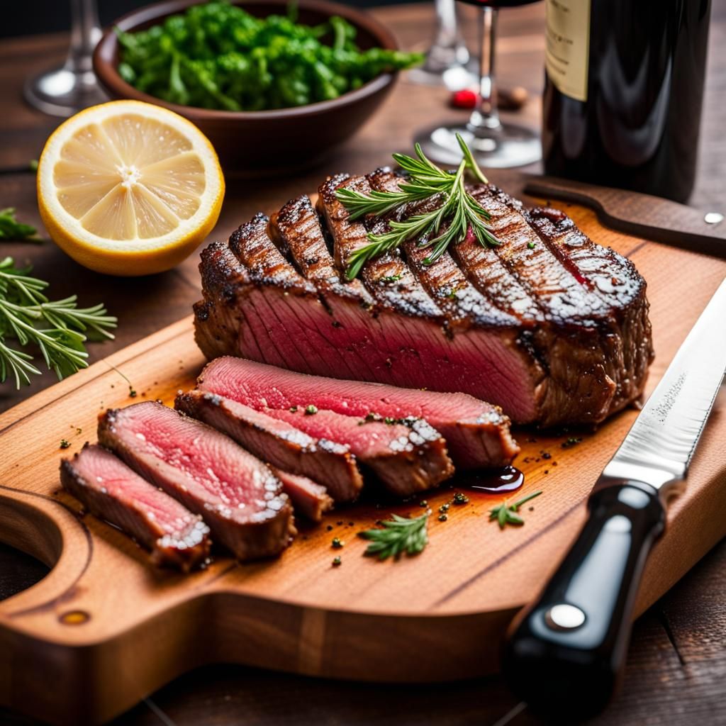 Perfectly Grilled Sirloin Steak with Red Wine