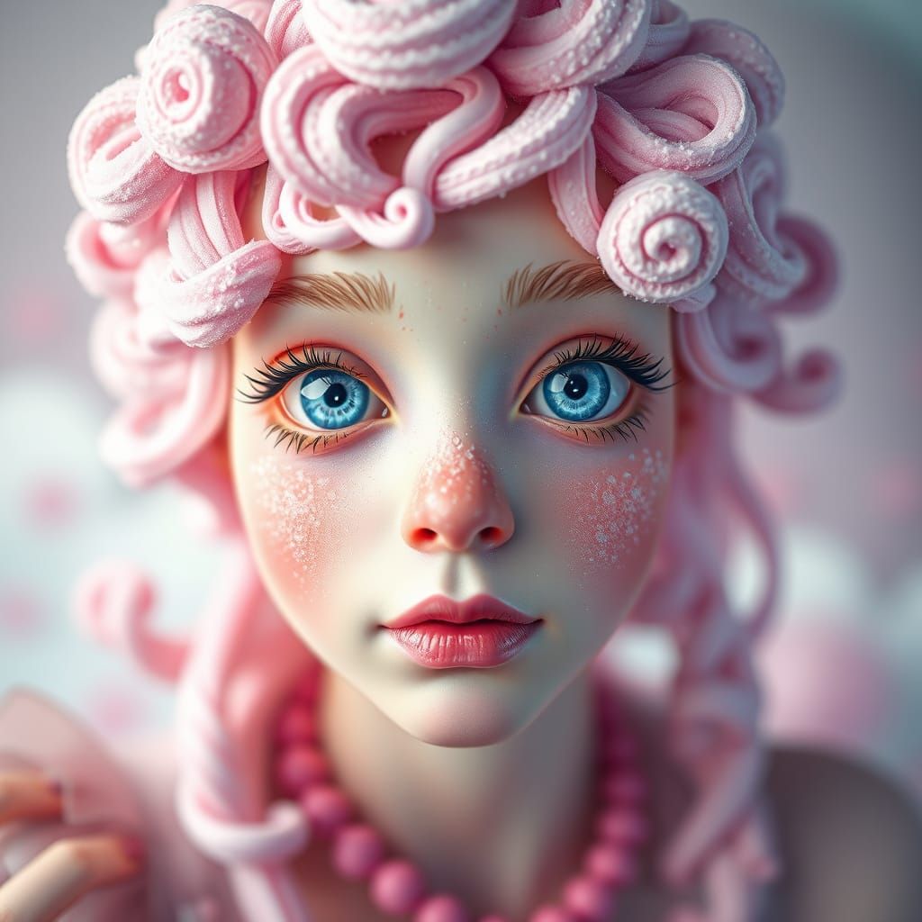 Whimsical Sugar Sprite in Pastel Dreamscape