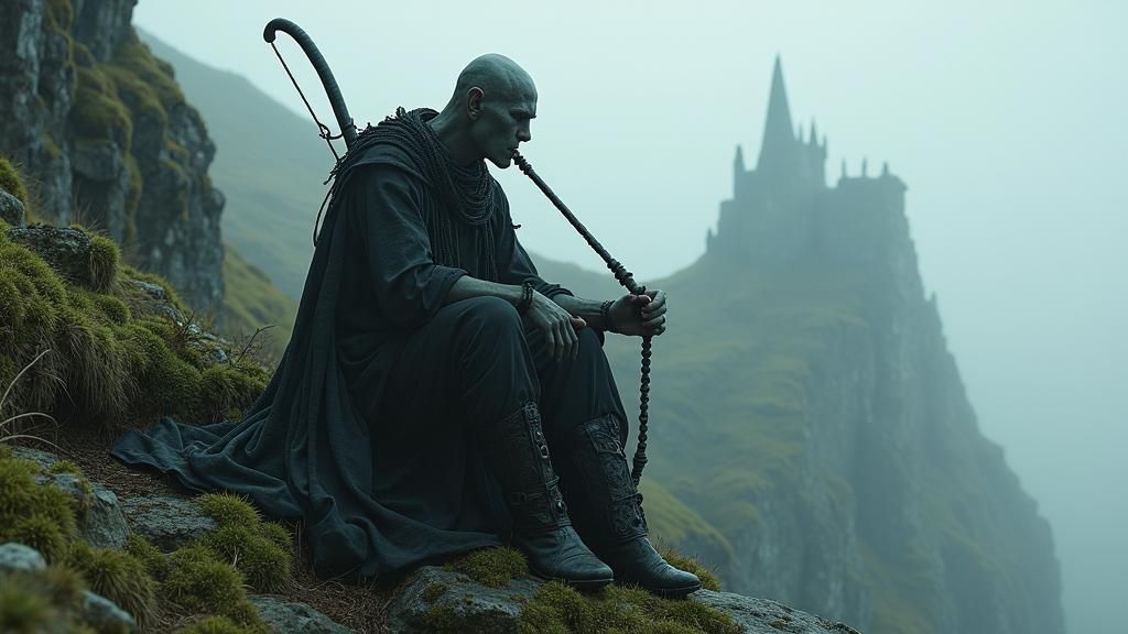 Mystical Piper's Haunting Melody in Dark Gothic Style