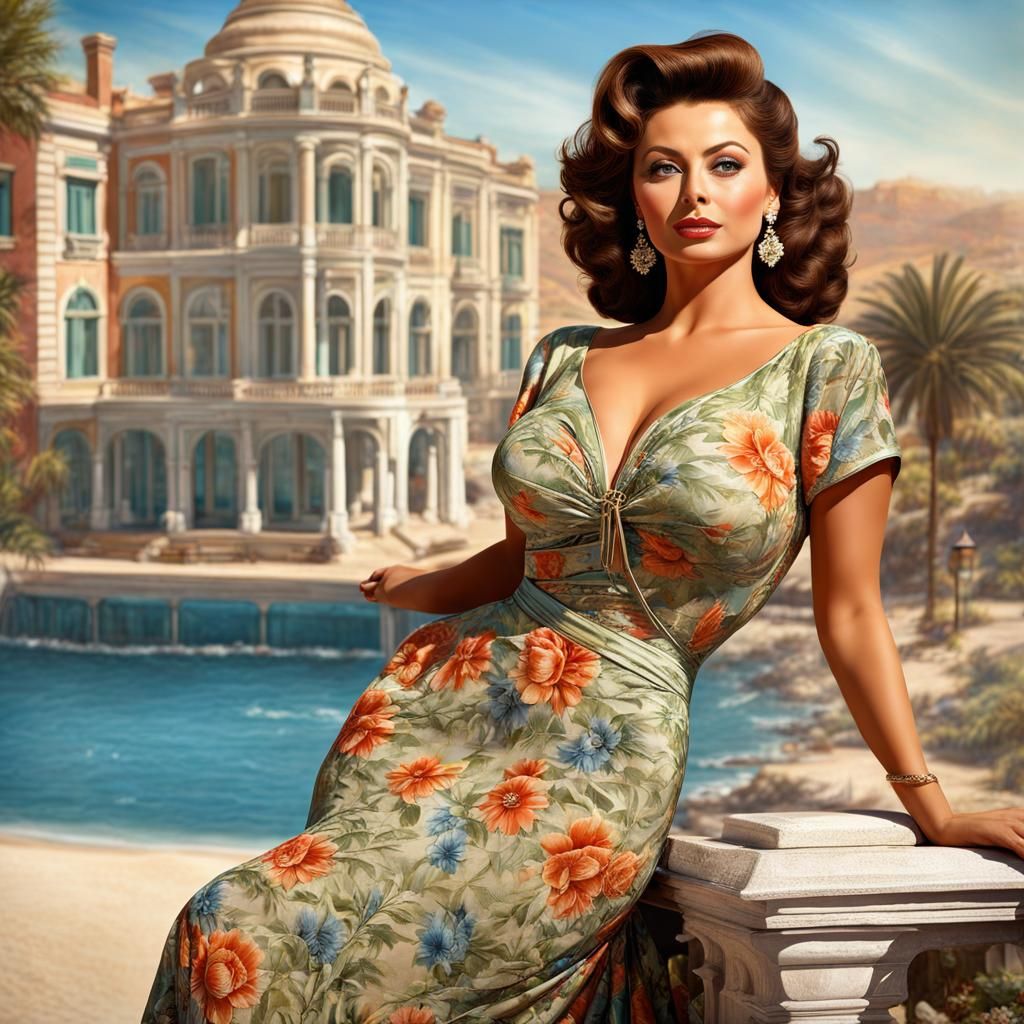 Glamorous 1940s Style Portrait in Hyperreal Detail