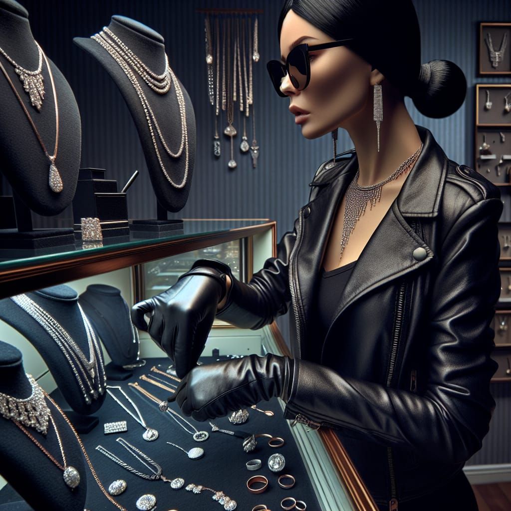 Jewel Thief Stealing Necklaces, Hyperdetailed Portrait