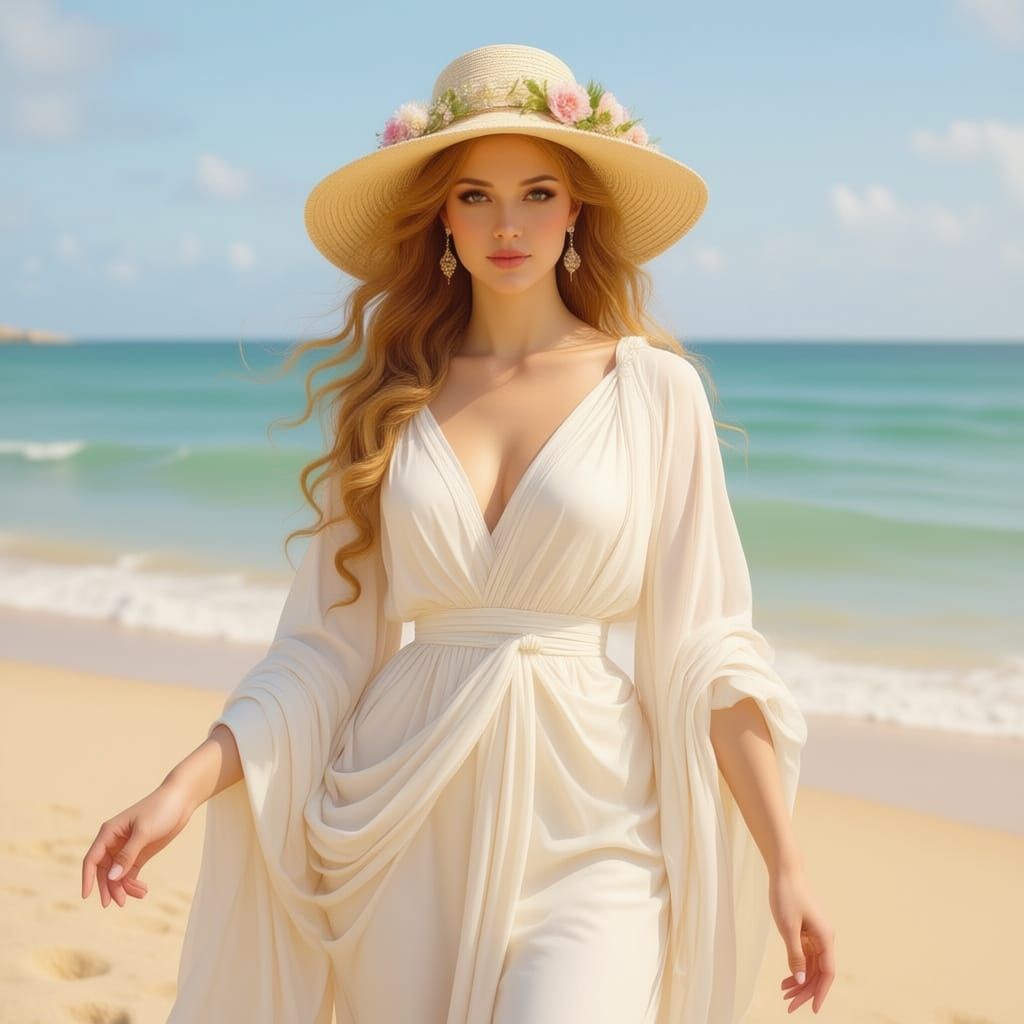 Ethereal Goddess of Beauty in Serene Garden