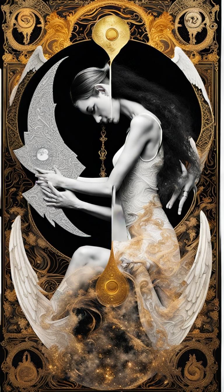 Yin and Yang Tarot: Woman Silhouette Double Exposure