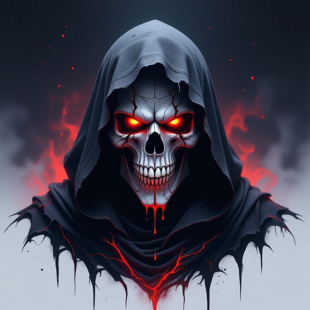 Menacing Reaper Skull in Gothic Horror Style
