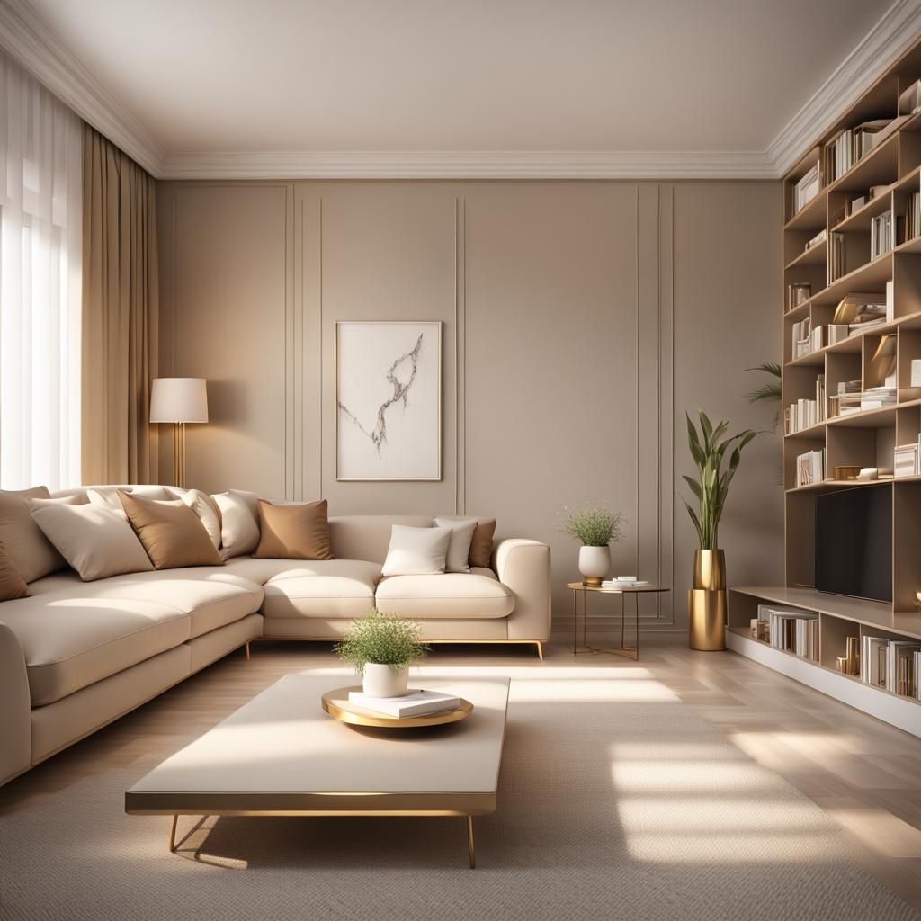 Minimalist Living Room Corner in 3D Illustration