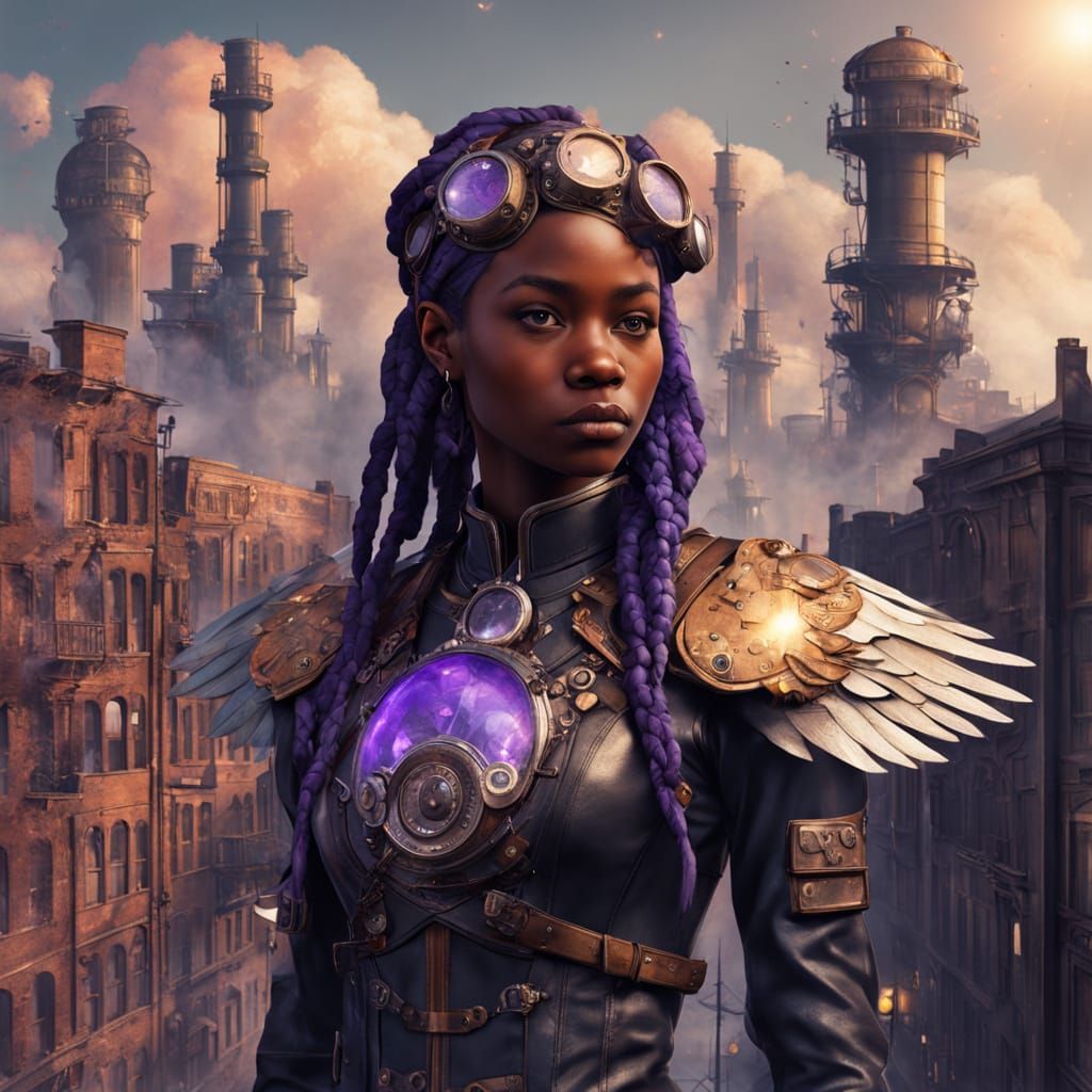 A beautiful Black woman with braided hair styled into an ela...