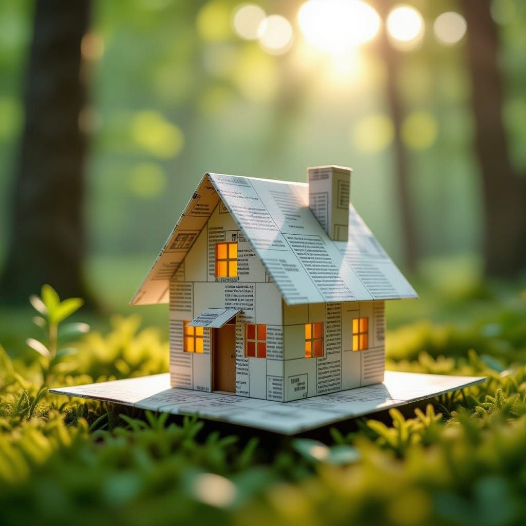 Origami House in Forest Clearing