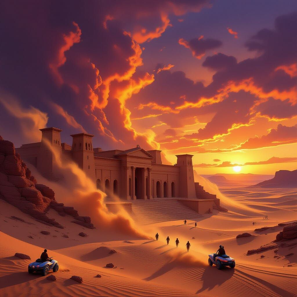 Desert City Revealed by Sandstorm: Epic Matte Painting Style