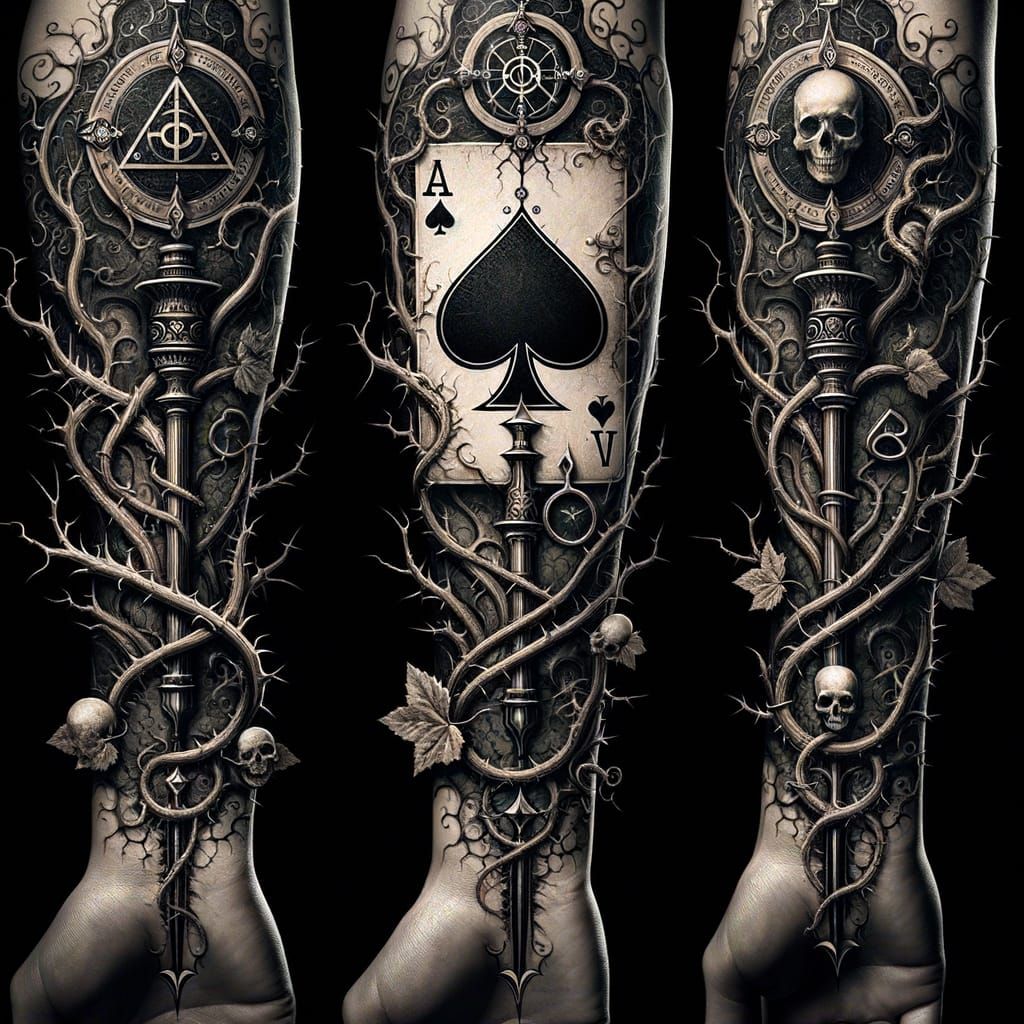 Gothic Alchemical Ace of Spades Tattoo Design