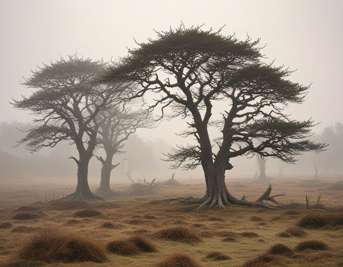 Gentle Scottish Landscape with Wind-Bent Trees