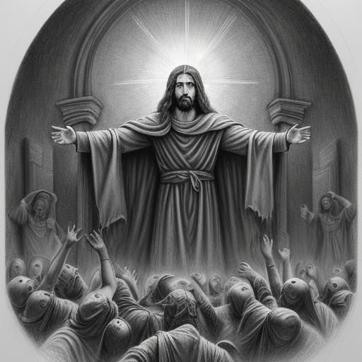 Jesus Christ Resurrection in Charcoal