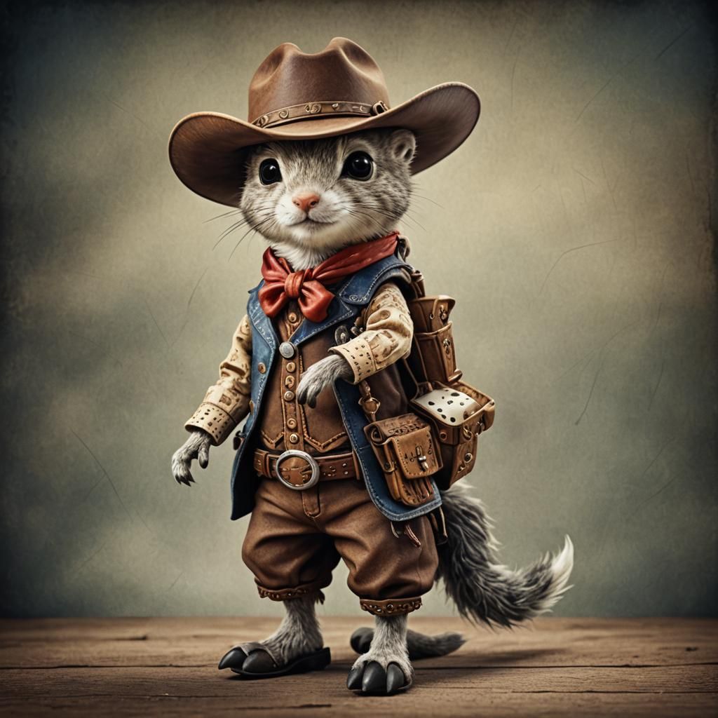Whimsical Cowboy Animal in Hyperrealistic Style
