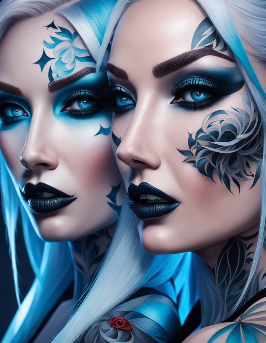 Tattooed Women in Gothic Horror Style