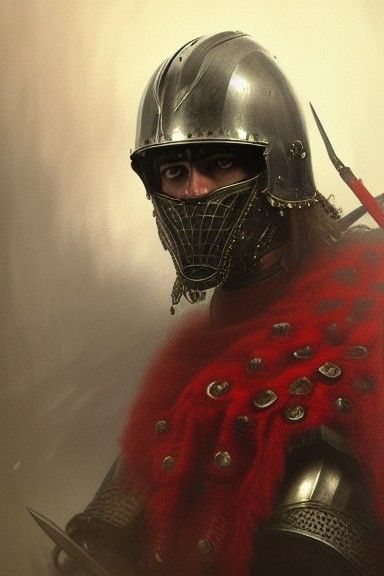 Red Deer Warrior in Tartan Armor, Digital Art