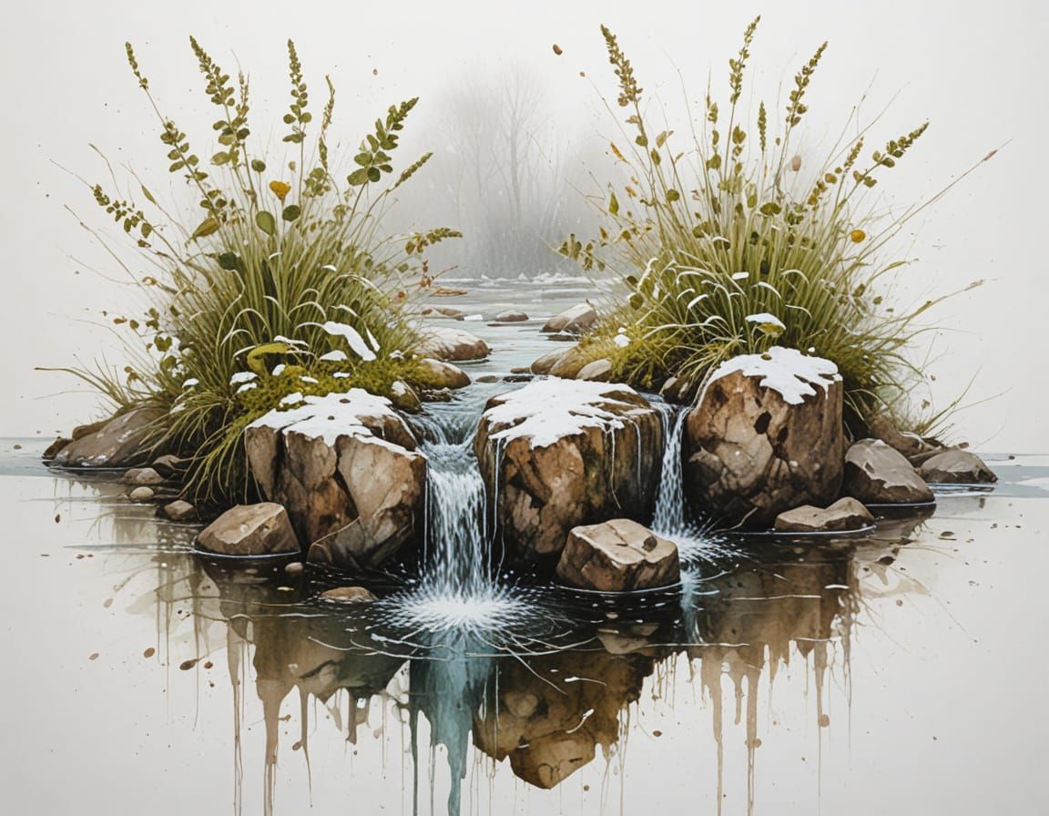 Spring Thaw on Meadow Brook Oil Painting