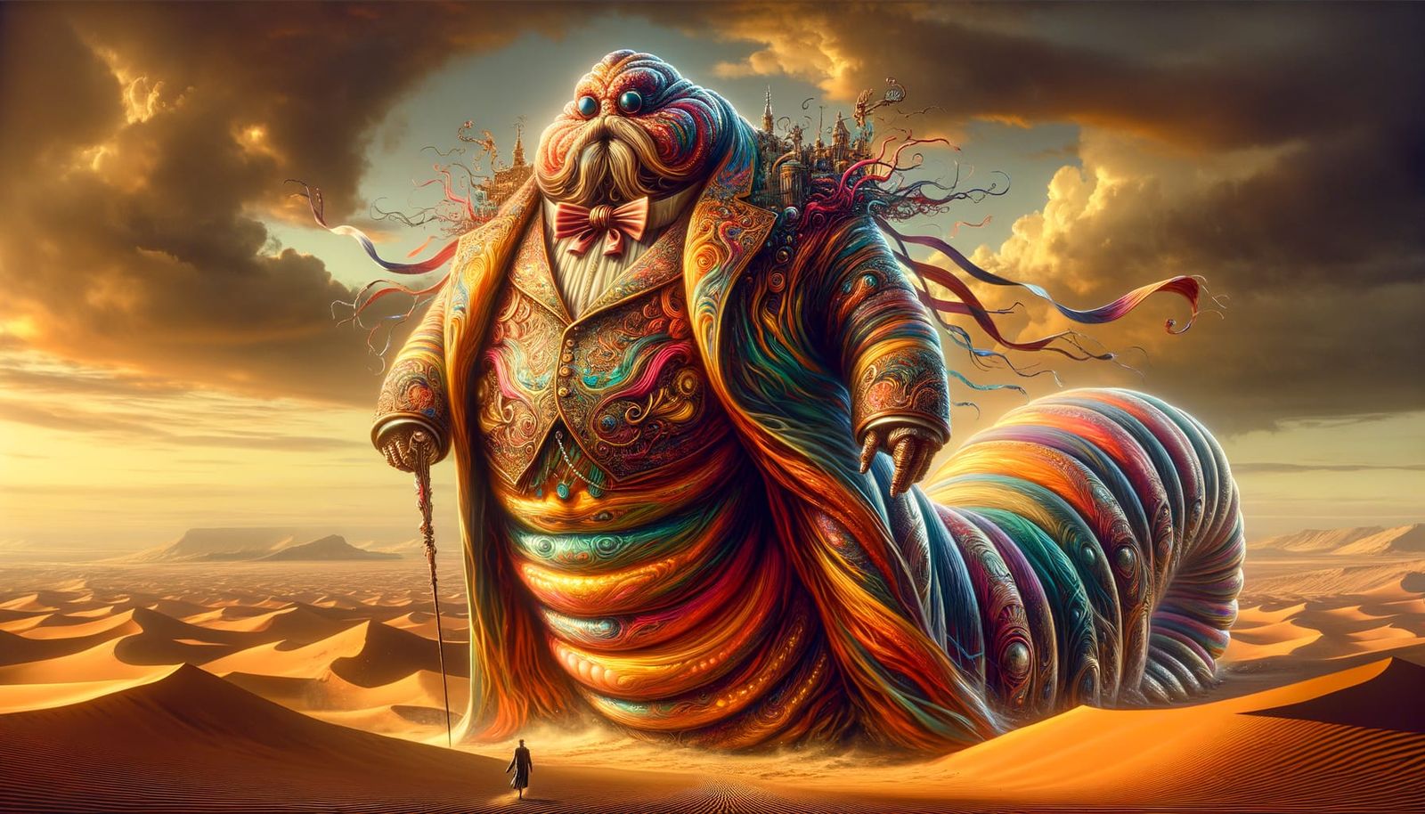 Sandworm Baron in Science Fiction Desert Landscape