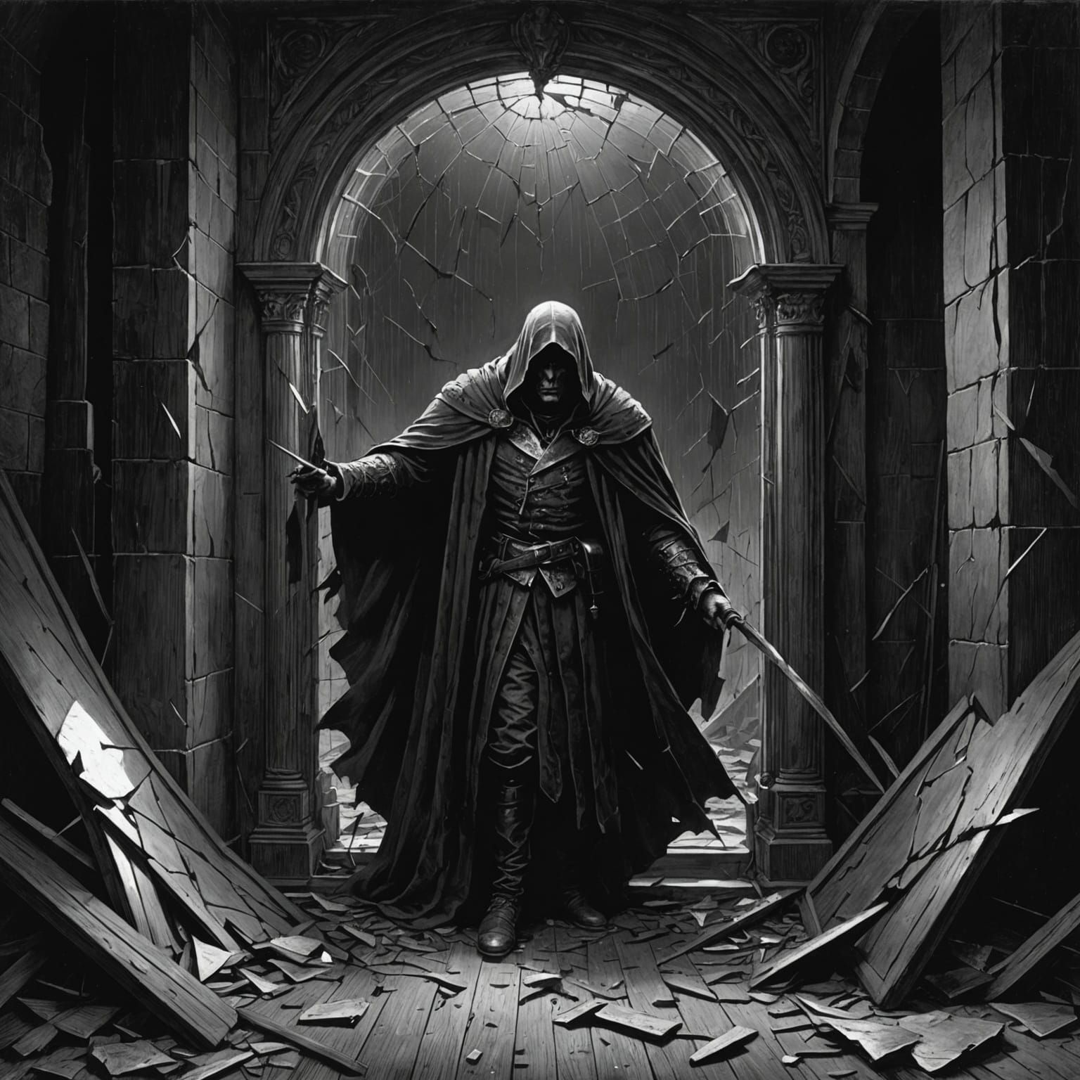 Shattered Mirror Horror in Doré Style