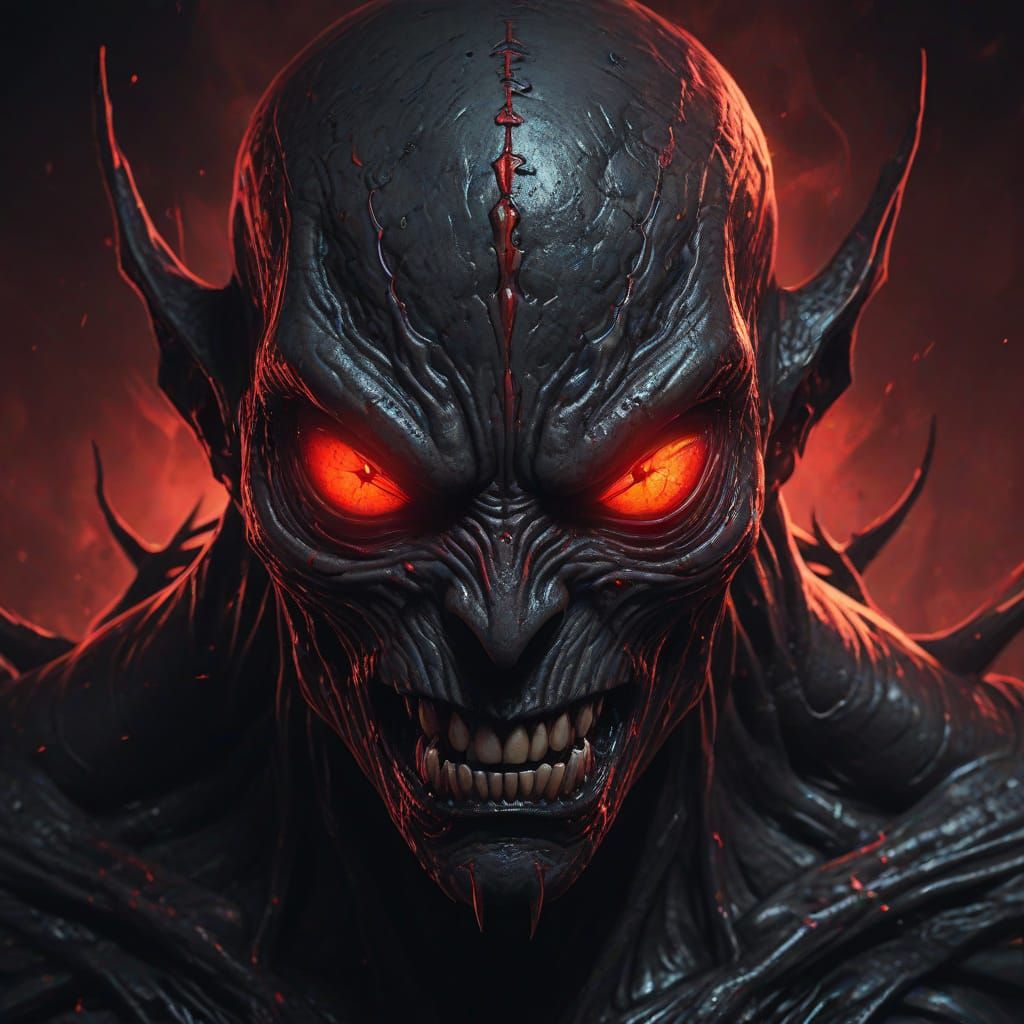 Grotesque Alien Face in Dark Fantasy Style