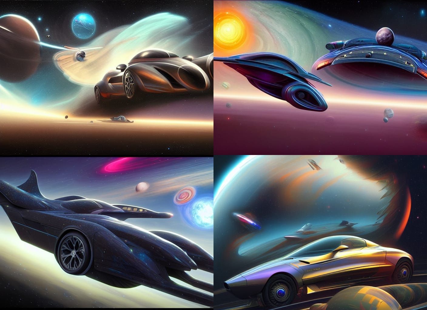 Cosmic Car at Lightspeed in Hyperrealistic Style