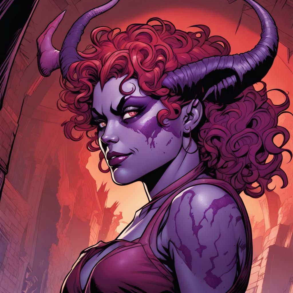 Female Demon with Scars in Comic Book Art