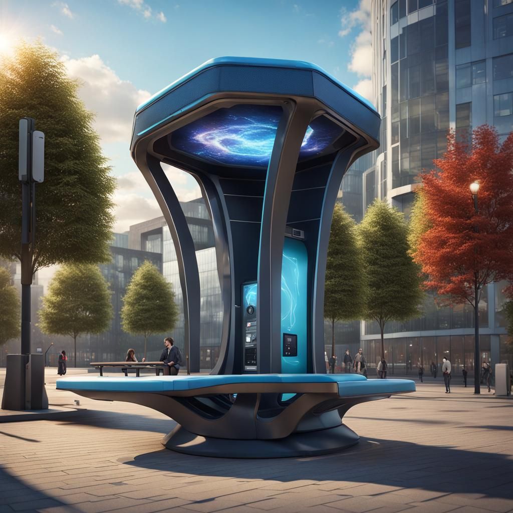 Futuristic Bench with Charging Pods in Canada