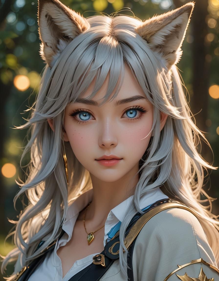 Anime Wolf Girl Hybrid in Hyper-Realistic 3D