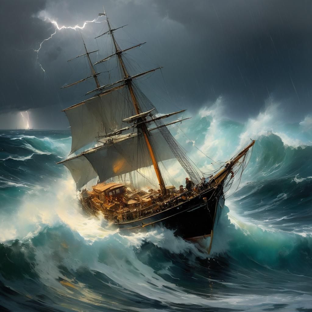 Sailboat in a storm - Segelboot in einem Sturm