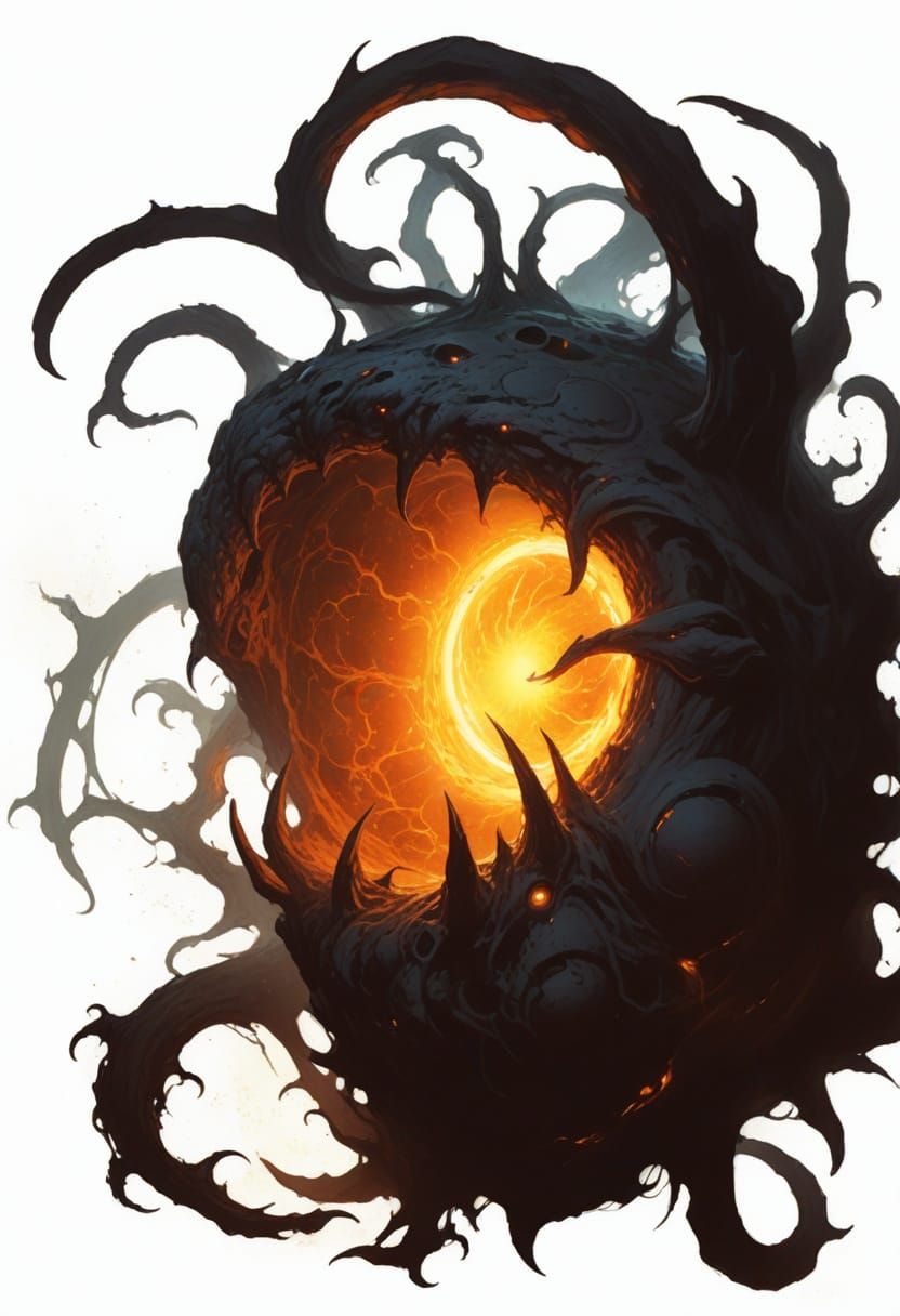 Epic Black Hole in Vibrant Orange Glow, Fantasy Art