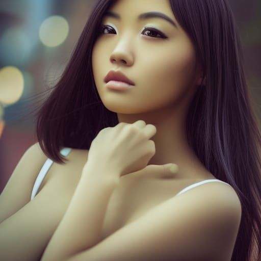 Asian Kawaii Woman in Photorealism Style