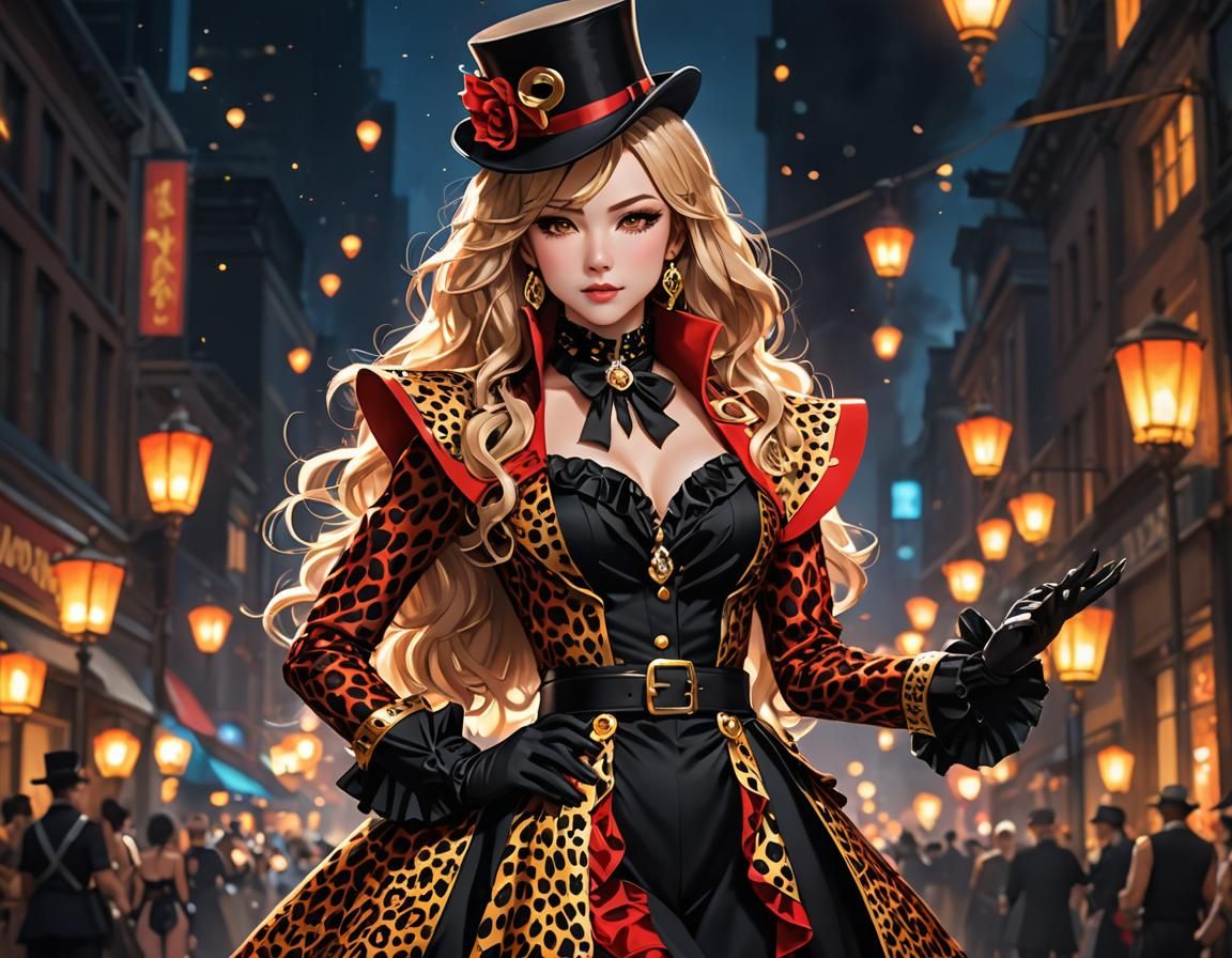 Cheetah Print Ringmaster Suit in 3D Anime Style