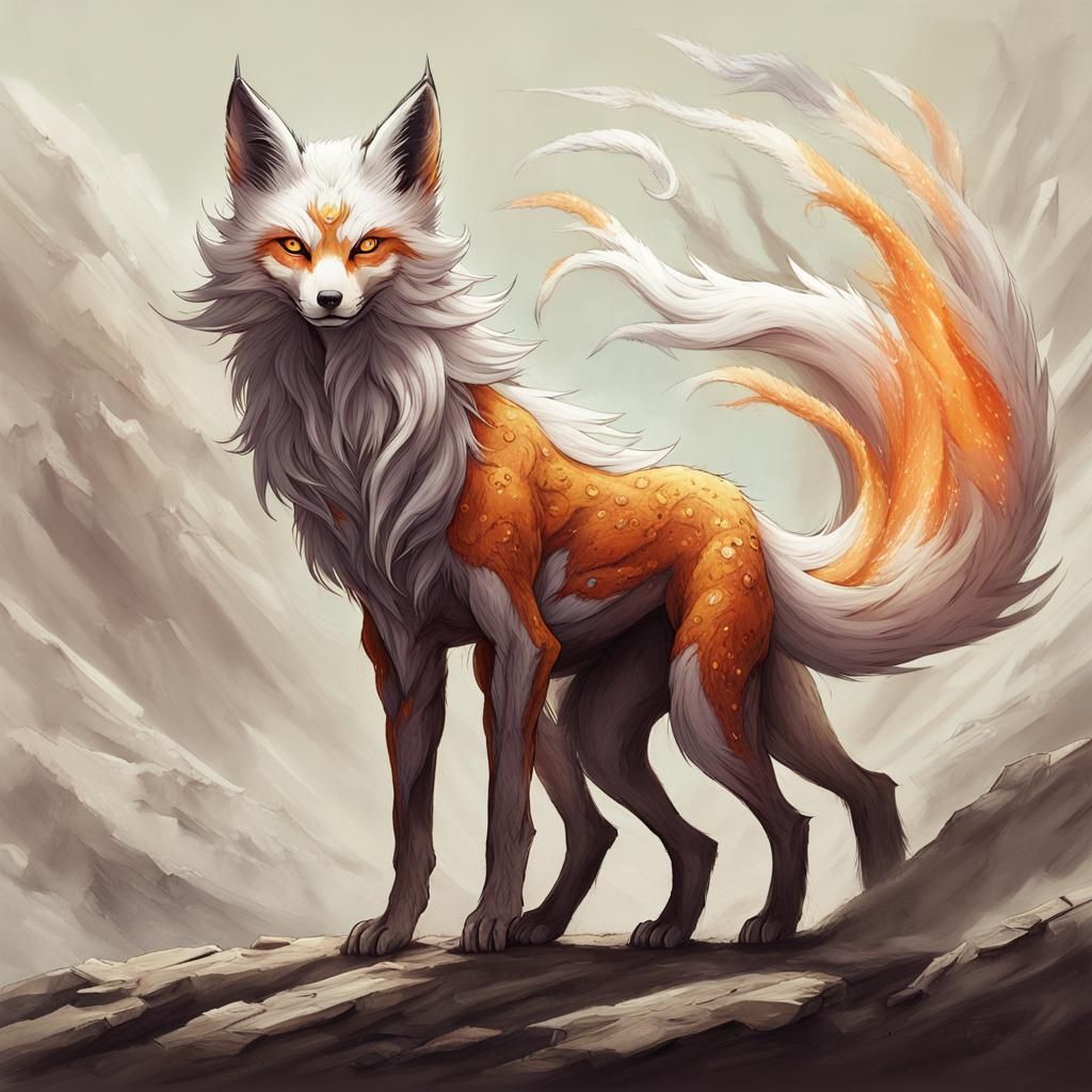 Alien Exoplanet with Nine-Tailed Fox Lifeforms