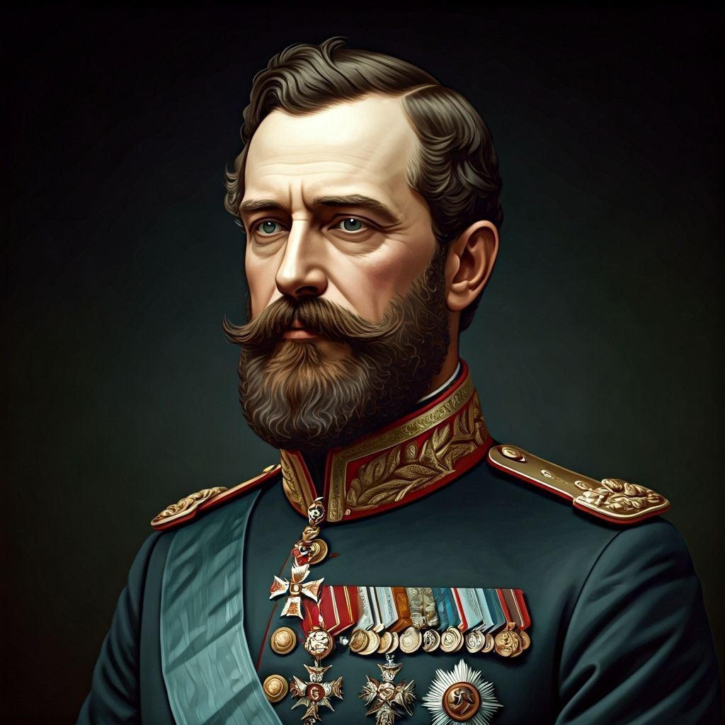 Proud Emperor Portrait in Félix Vallotton Style