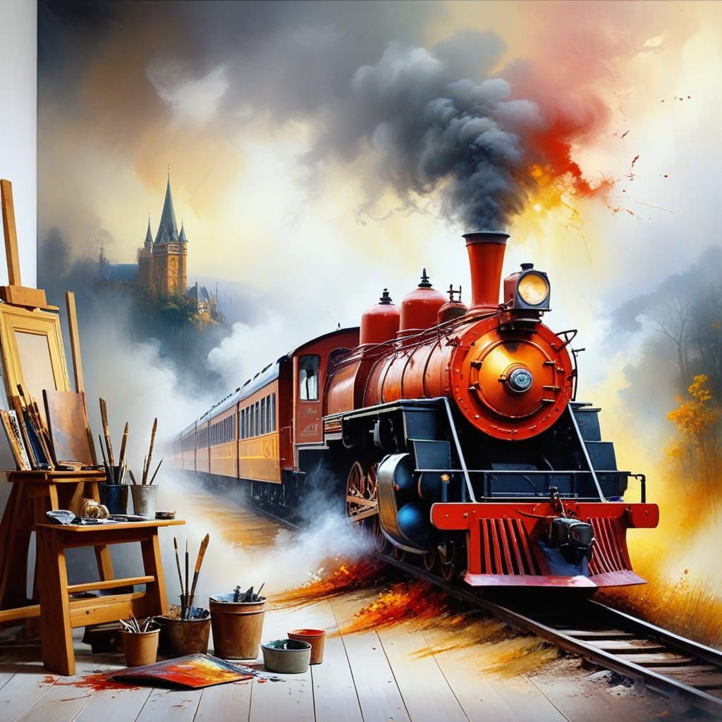 Train Emerges from an Autumn Masterpiece