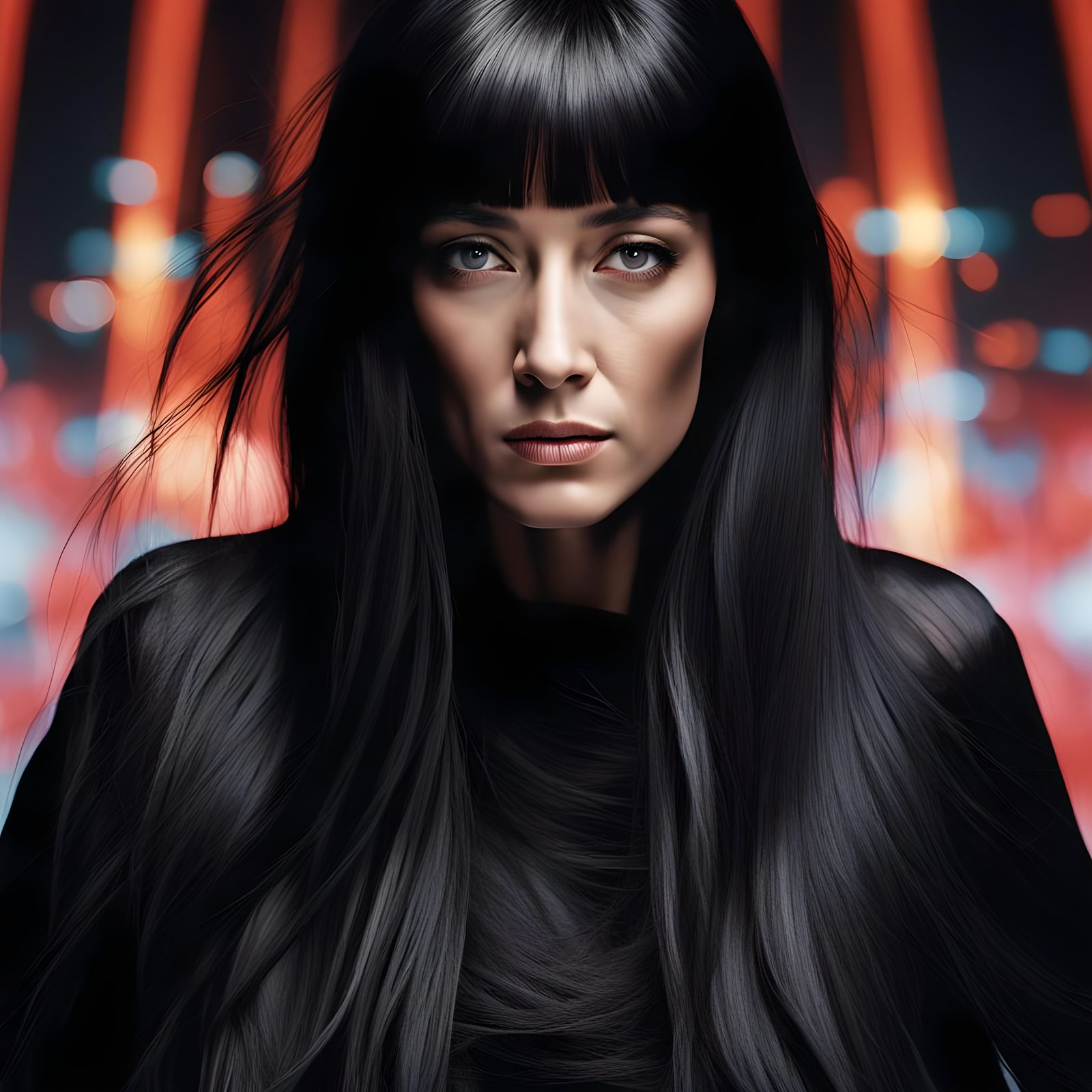 Woman with Flowing Hair Portrait