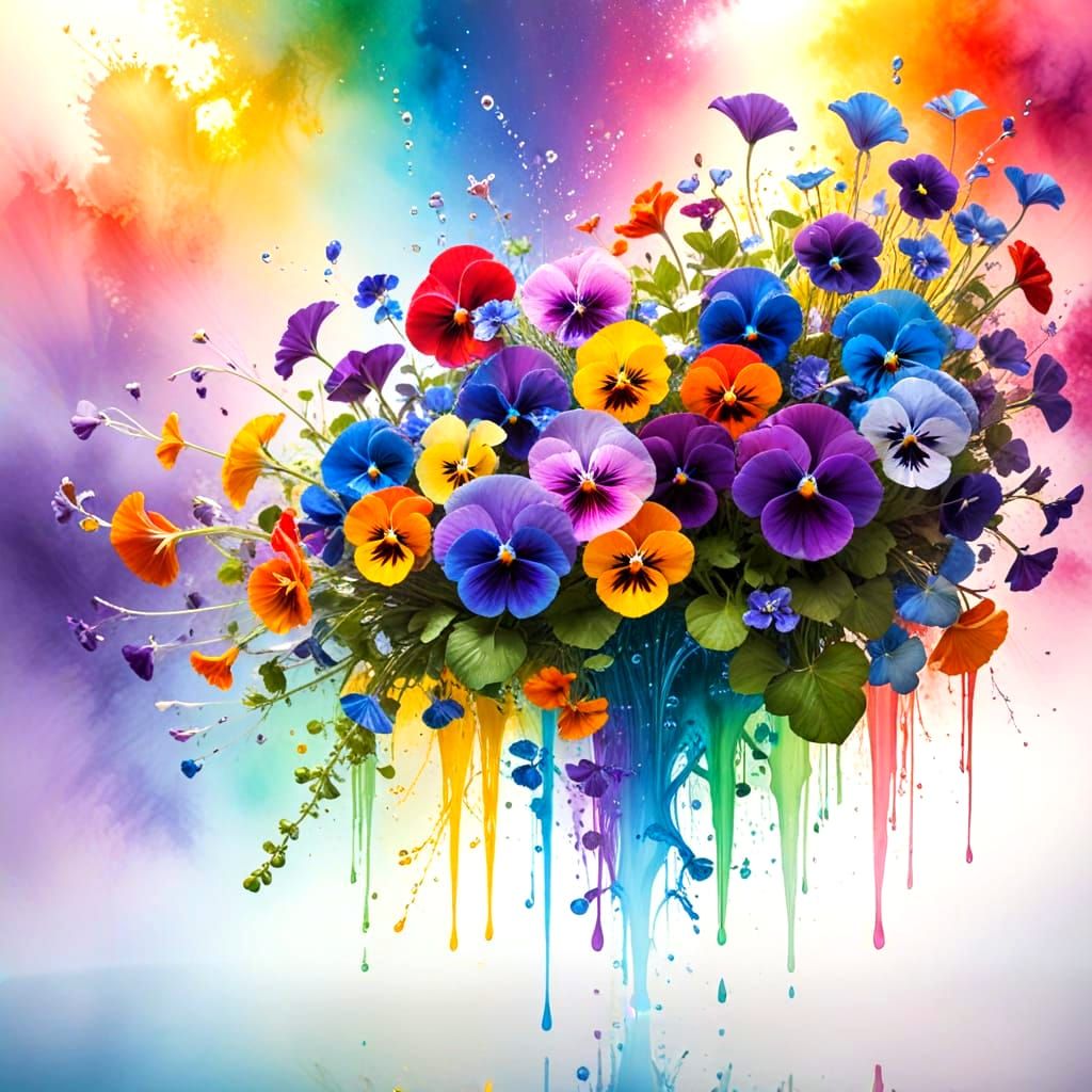 Vibrant Pansies Dance in Impressionist Whimsy