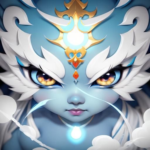 Cute Blue Krishna Boy: Kawaii Cartoon Art