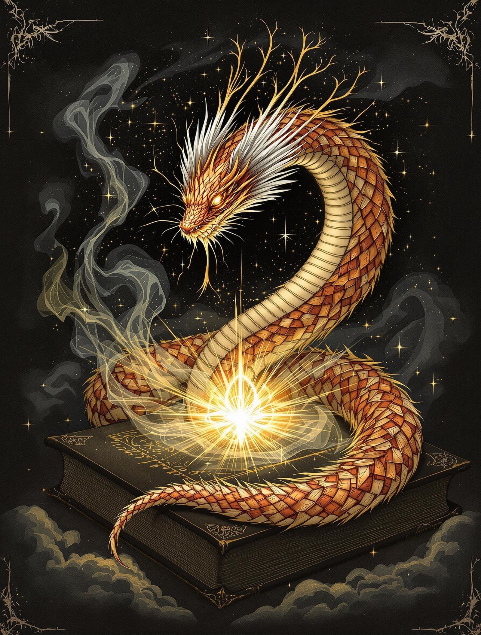 Arcane Serpent Familiar Guarding Grimoire