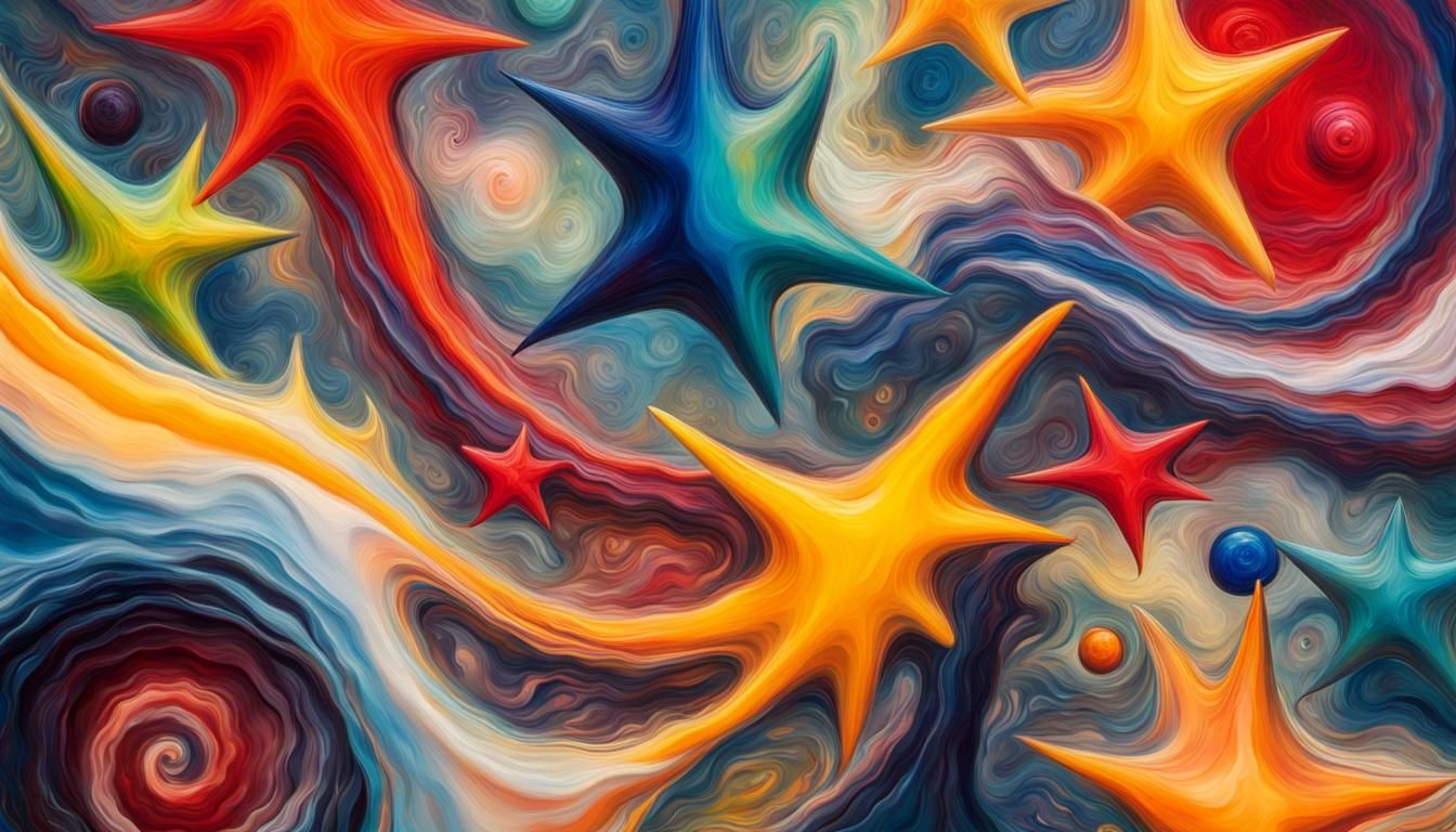 Celestial Stars in Vivid Impasto Oil Painting