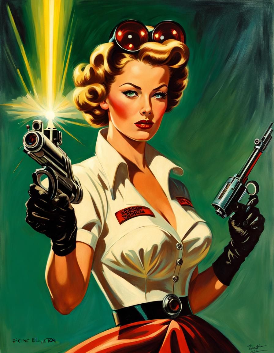 Science Fiction Pinup in Gil Elvgren Style