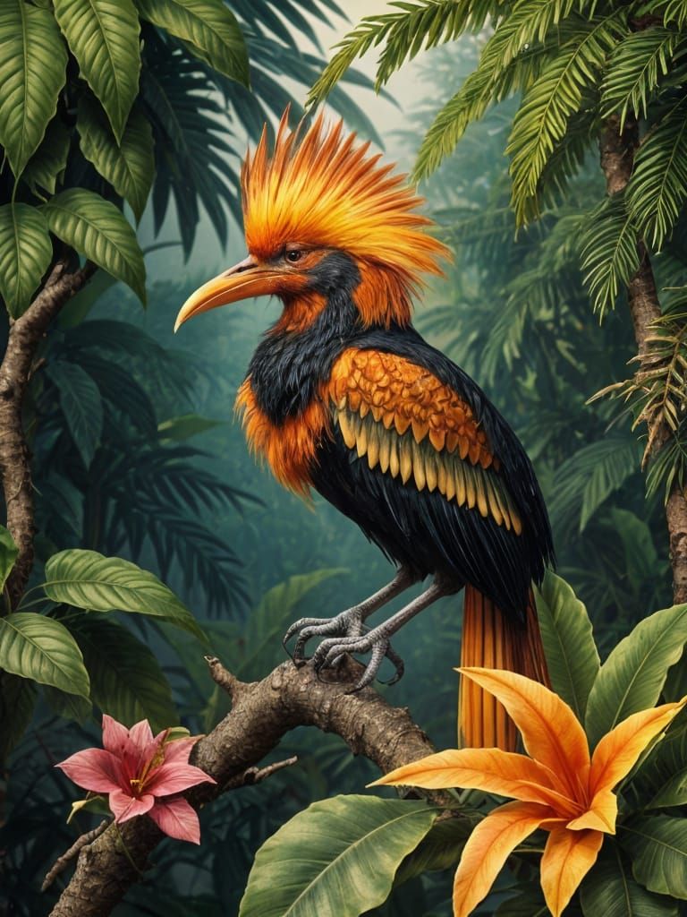 Realistic Hoatzin Bird Illustration