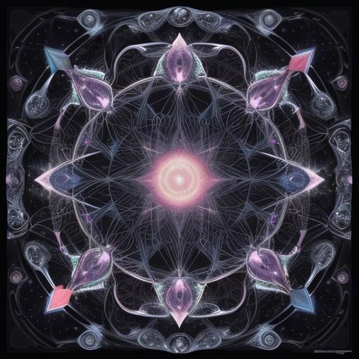 Complex Astral Cosmic Illustration in Mixed Media