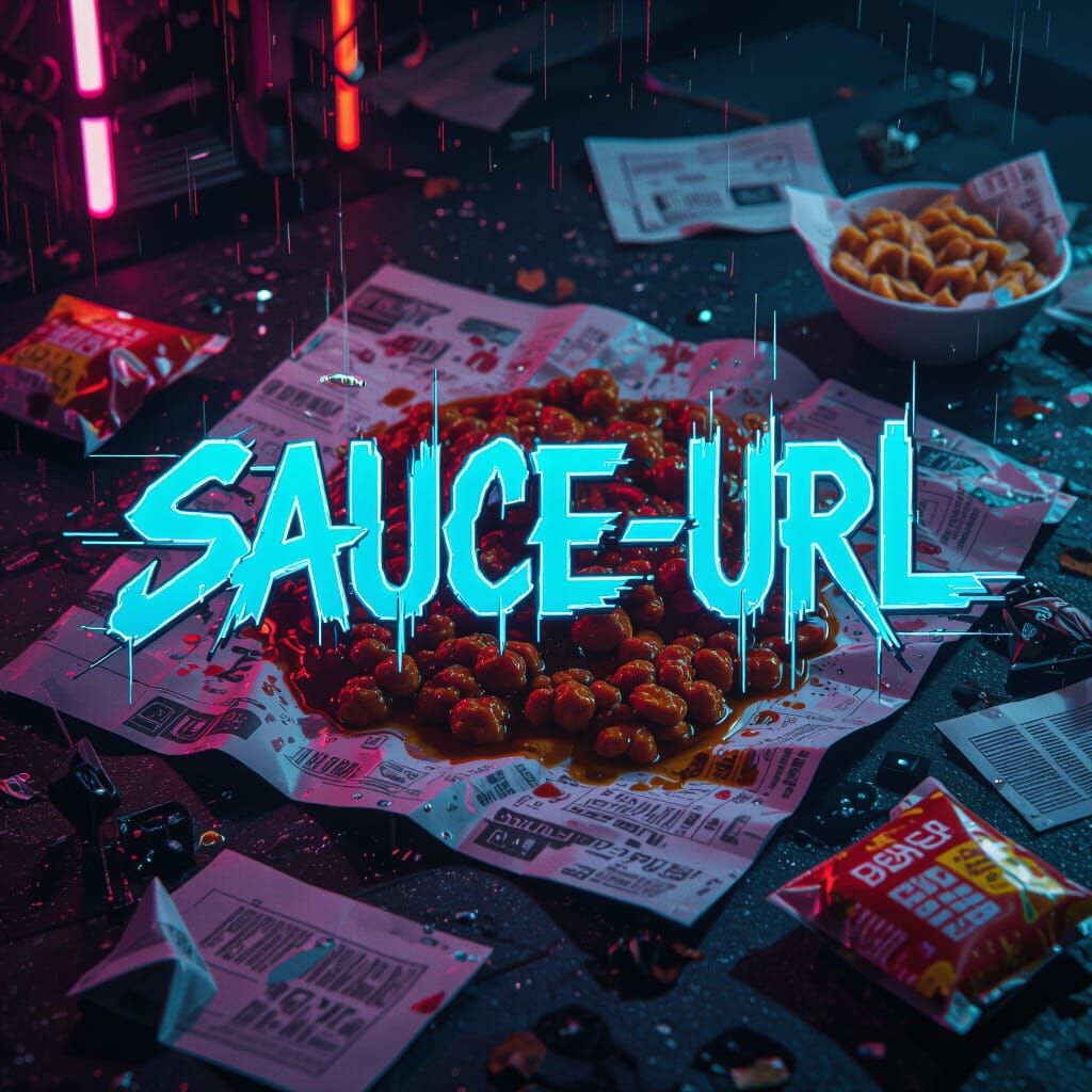 Cyberpunk Glitch Art: "sauce-url" in Neon Graffiti Style