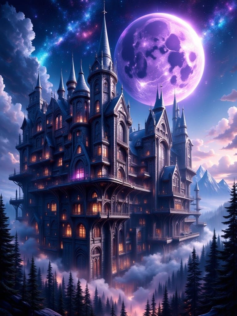 Ancient Citadel of Ages in Cosmic-Arcane Surrealism